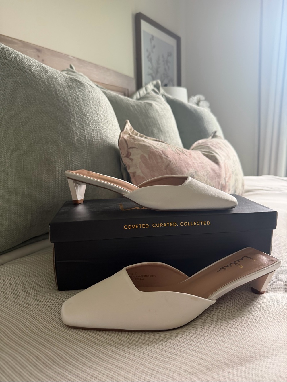 White Women's Pointed Toe Low Heel Mules LuLus